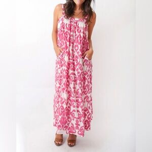 Sheridan French Melissa Dress Fluoro Pink Ikat Silk Maxi Size 4 Resort Chic